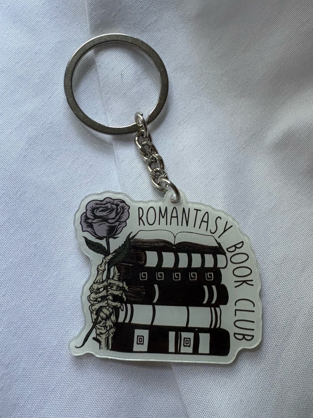 Romantasy Book Club Keychain - Black and Silver Accent